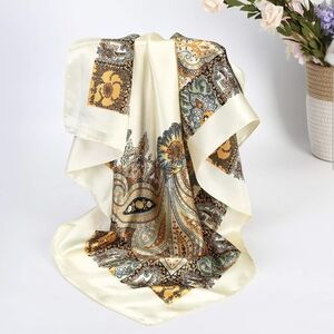NWT Luxurious Cream Paisley Scarf - Square